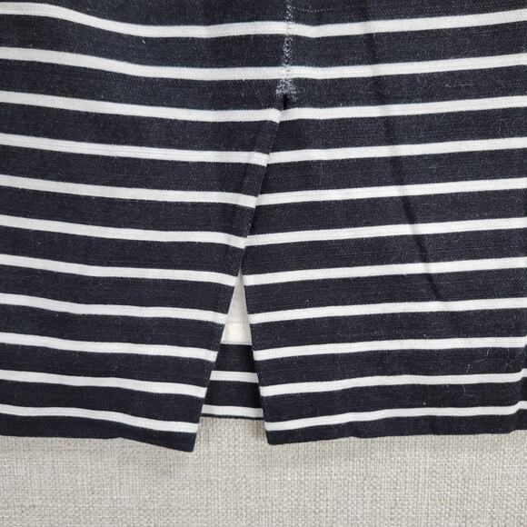 J Crew The Pencil Skirt Womens Sz 2 Black White Striped Cotton Linen Blend Lined - Picture 3 of 7